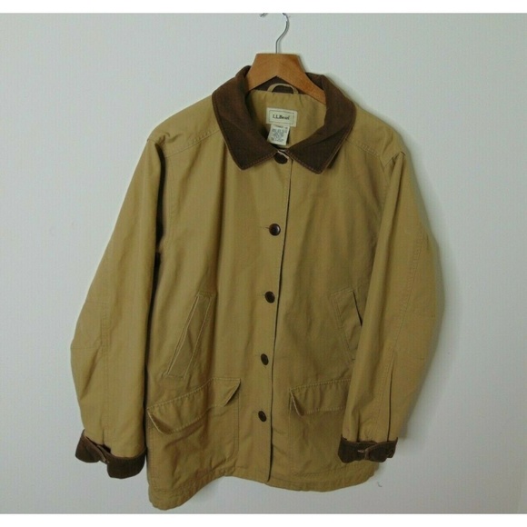 L.L. Bean Jackets & Blazers - LL Bean Large Lined Barn Jacket Corduroy Trim Tan